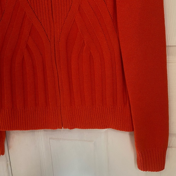 St John Zip Up Wool Blend Sweater in Tangerine - Picture 5 of 7